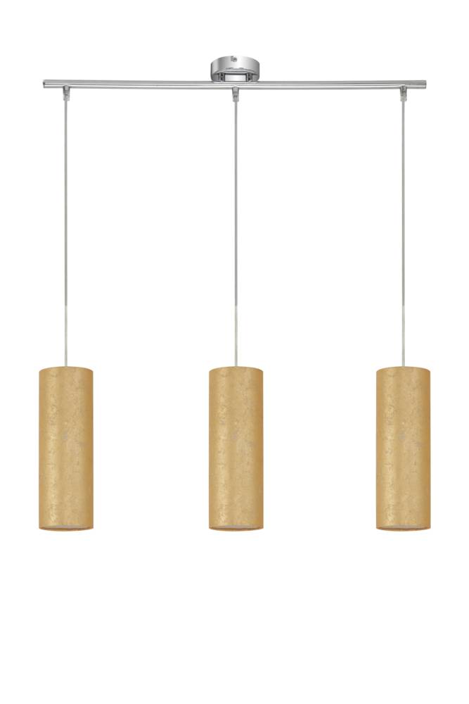 Briloner Hänge-/Pendelleuchte 3x E27 max. 25W/230V Stoffschirm Goldfarbig 70cm