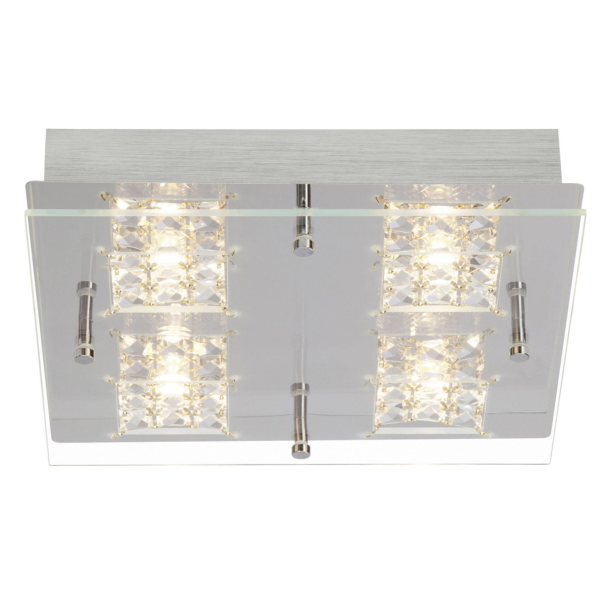 Brilliant LED Deckenleuchte Chrom Glas 28cm x 28cm Dekorglas 4 Flg. Kristalloptik Glas