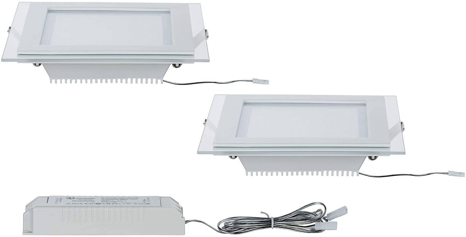 Paulmann Einbauleuchten 2er Set LED Glas Klar 2 x 7,5W Warmweiss Dimmbar