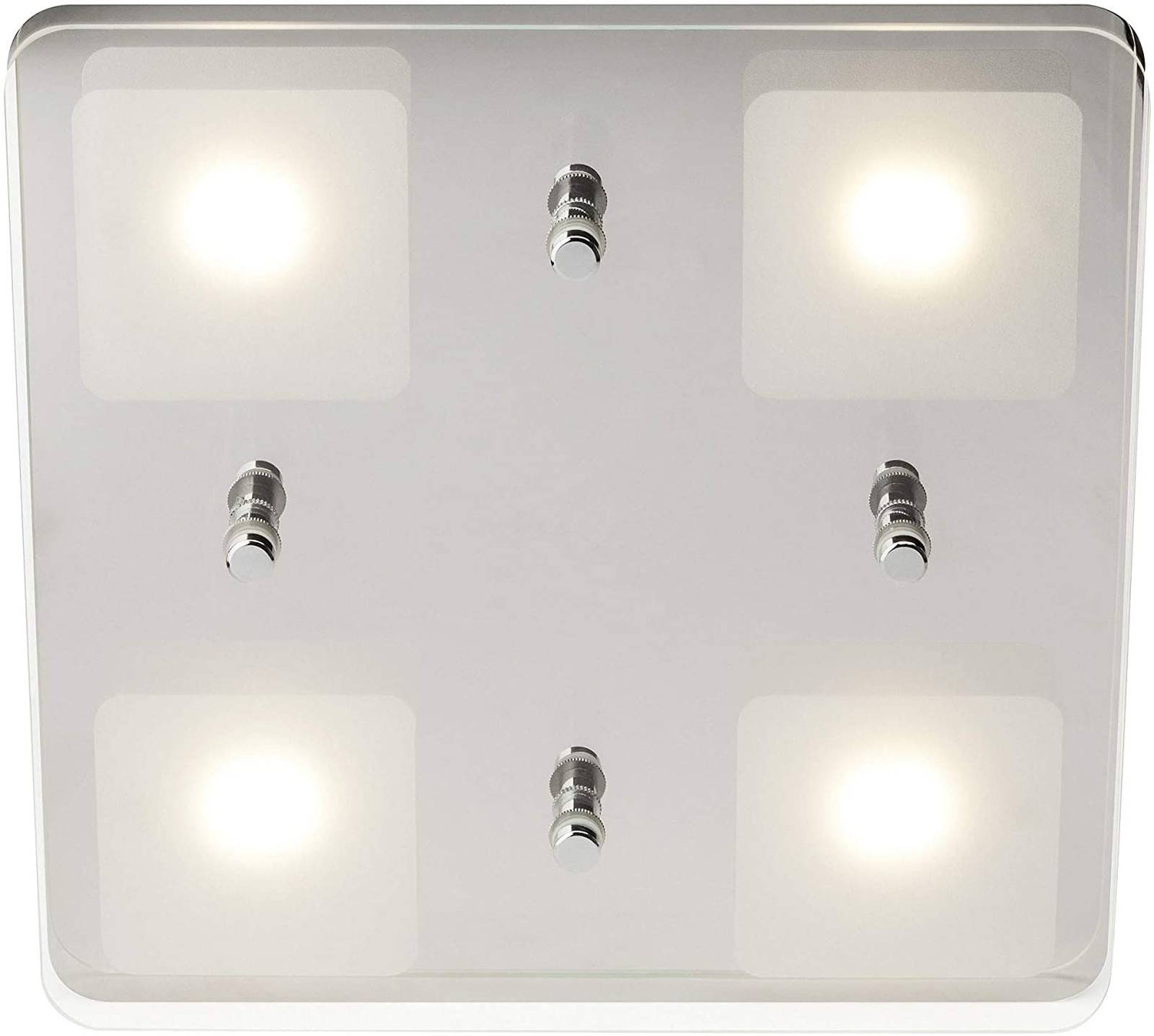 Brilliant LED Deckenleuchte Chrom Glas 34cm x 34cm Dekorglas 4 Flammig Glas