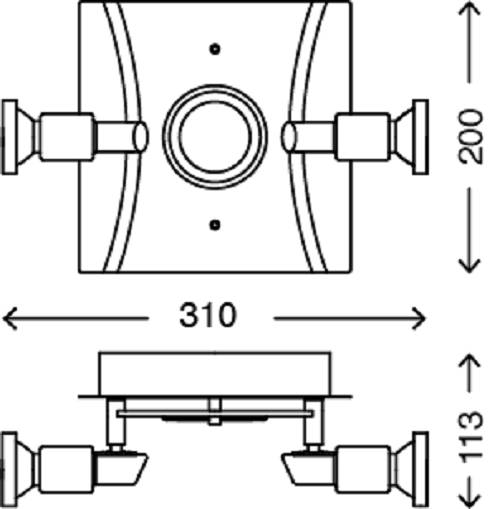 LED Deckenleuchte Gold 3 Flammig Drehbar Schwenkbar Eckig Warmweiß 20cm x 20cm