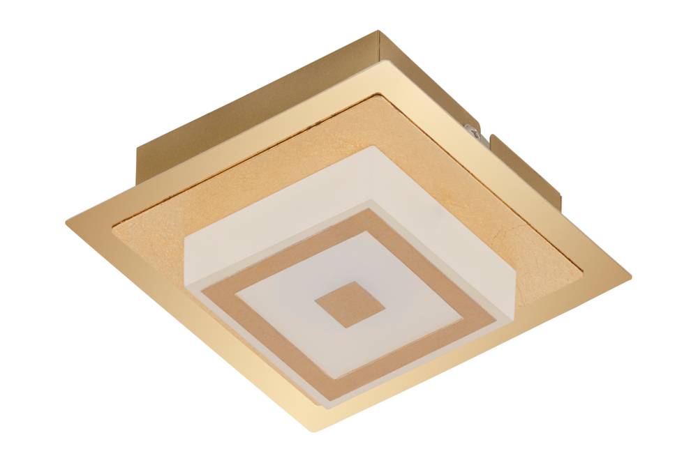 Eckige Wandleuchte Deckenleuchte 1xLED 5W Gold Metall 400lm Warmweiß 12x12x5,4cm