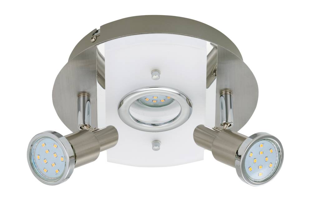 Runde LED Deckenleuchte Nickel matt 3 Flg Drehbar Schwenkbar Warmweiß Ø 20cm