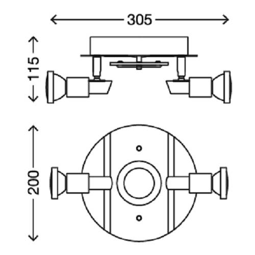 Runde LED Deckenleuchte Nickel matt 3 Flg Drehbar Schwenkbar Warmweiß Ø 20cm