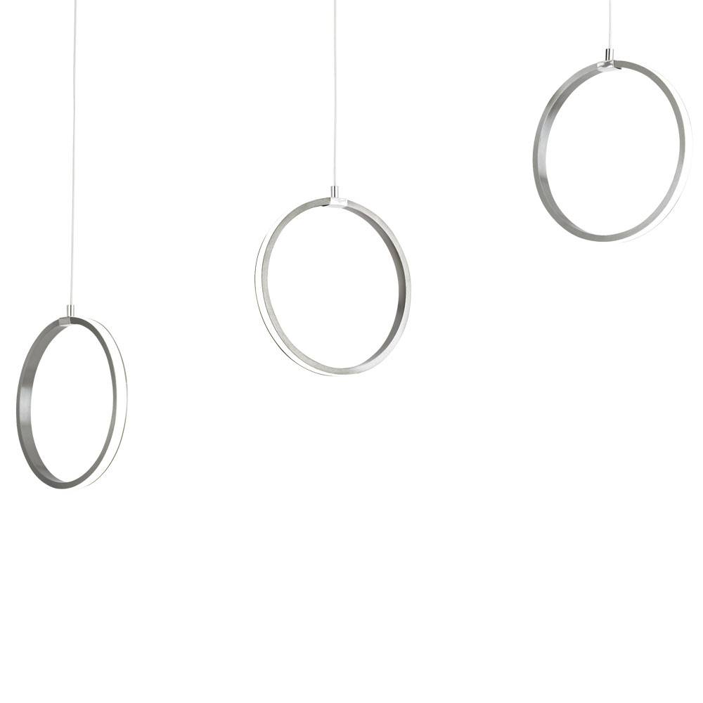 Eglo LED Pendelleuchte Ringe Silber 3400lm Dimmbar 3 Flammig