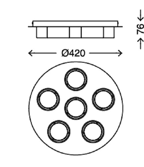 Briloner Deckenleuchte 6 Flammig Silber Metall Stoff Ø 42cm