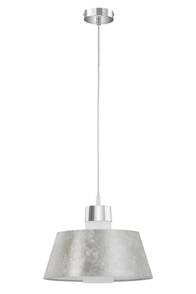 Hängeleuchte Pendelleuchte Kunststoffschirm Silberfarbig Ø 32cm Aufhängung Chrom