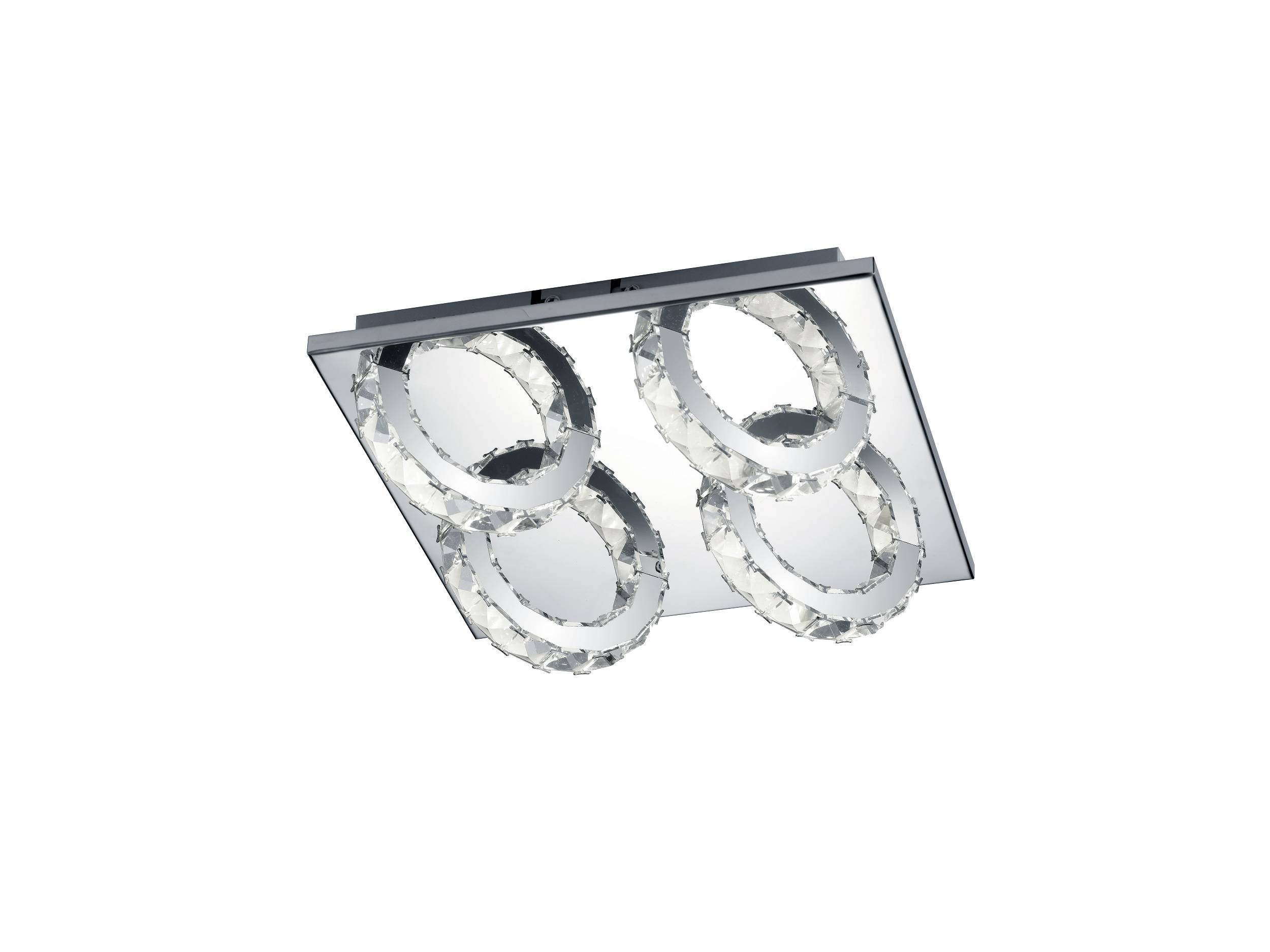 Deutsche LED Deckenleuchte Chrom 1890lm 28x28cm 4 Flammig