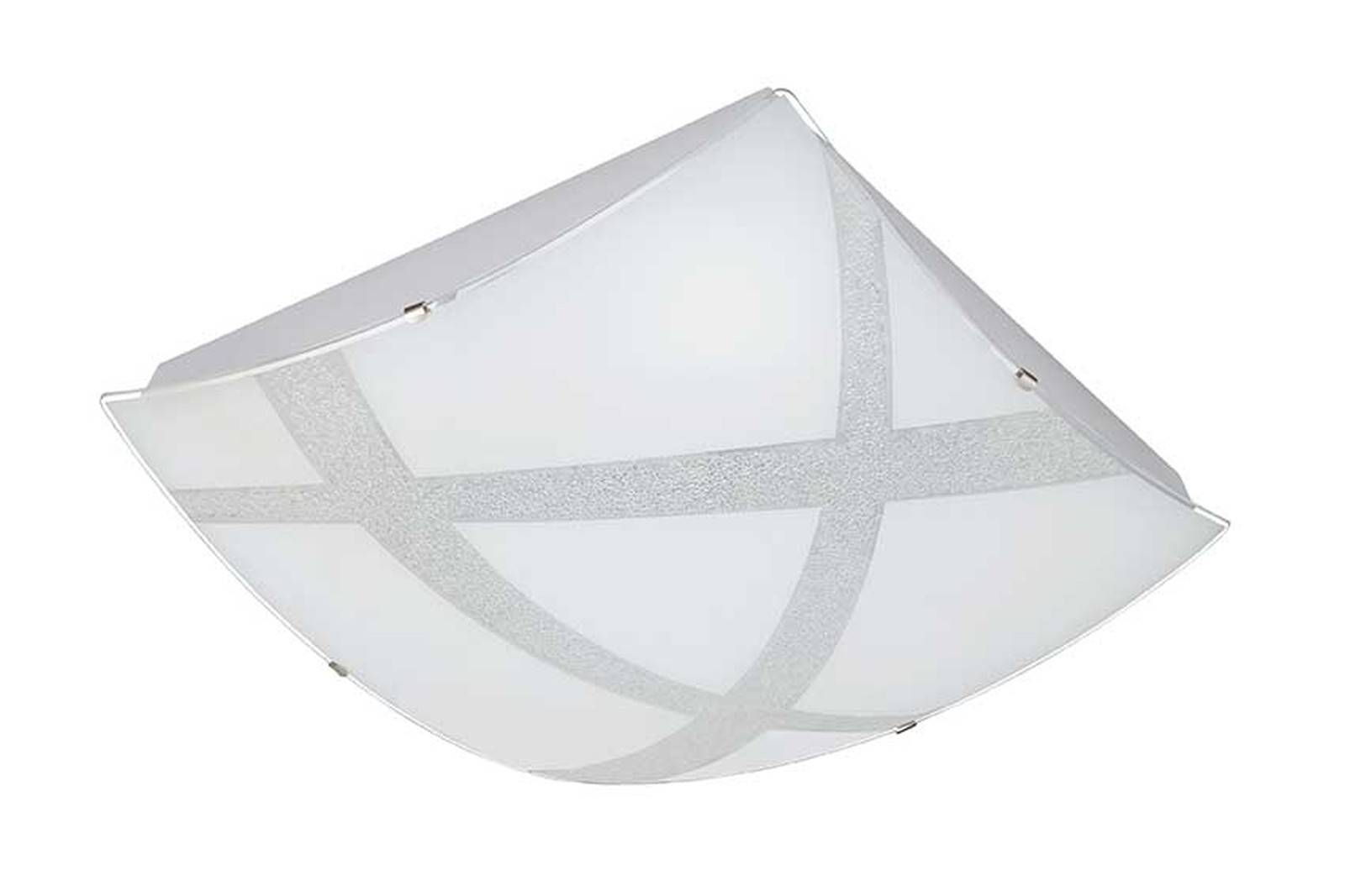 Eckige LED Deckenleuchte Weiß Dimmbar Fernbedienung 40x40cm Timer Dekorglas