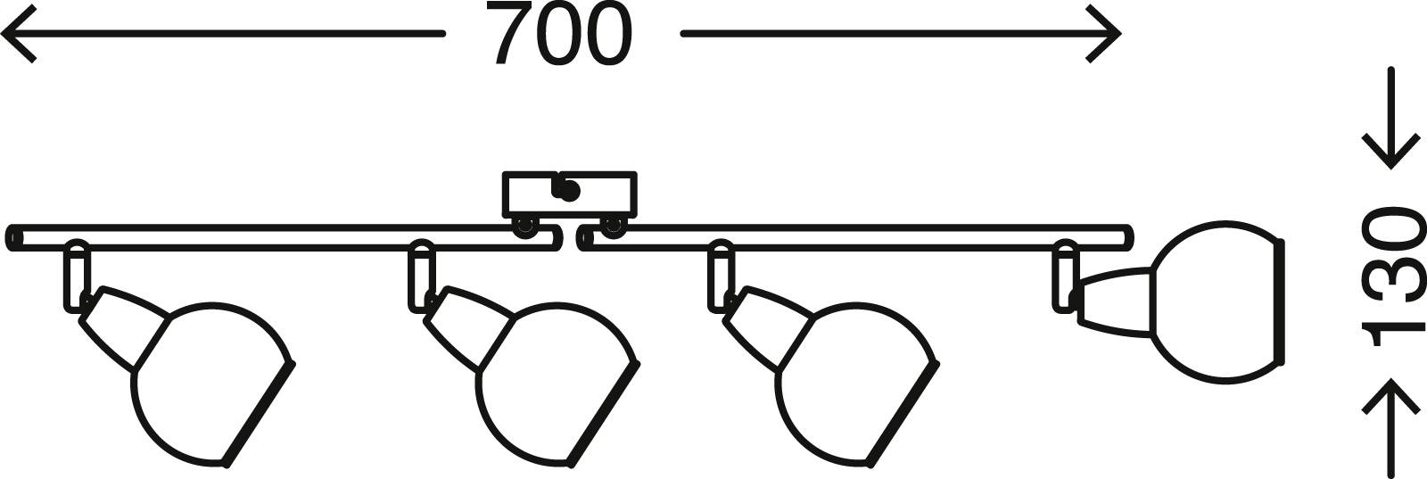 Deckenleuchte Spot 4 Flg. Glas Nickel matt Eiskristall-Dekor Schwenkbar Drehbar E14