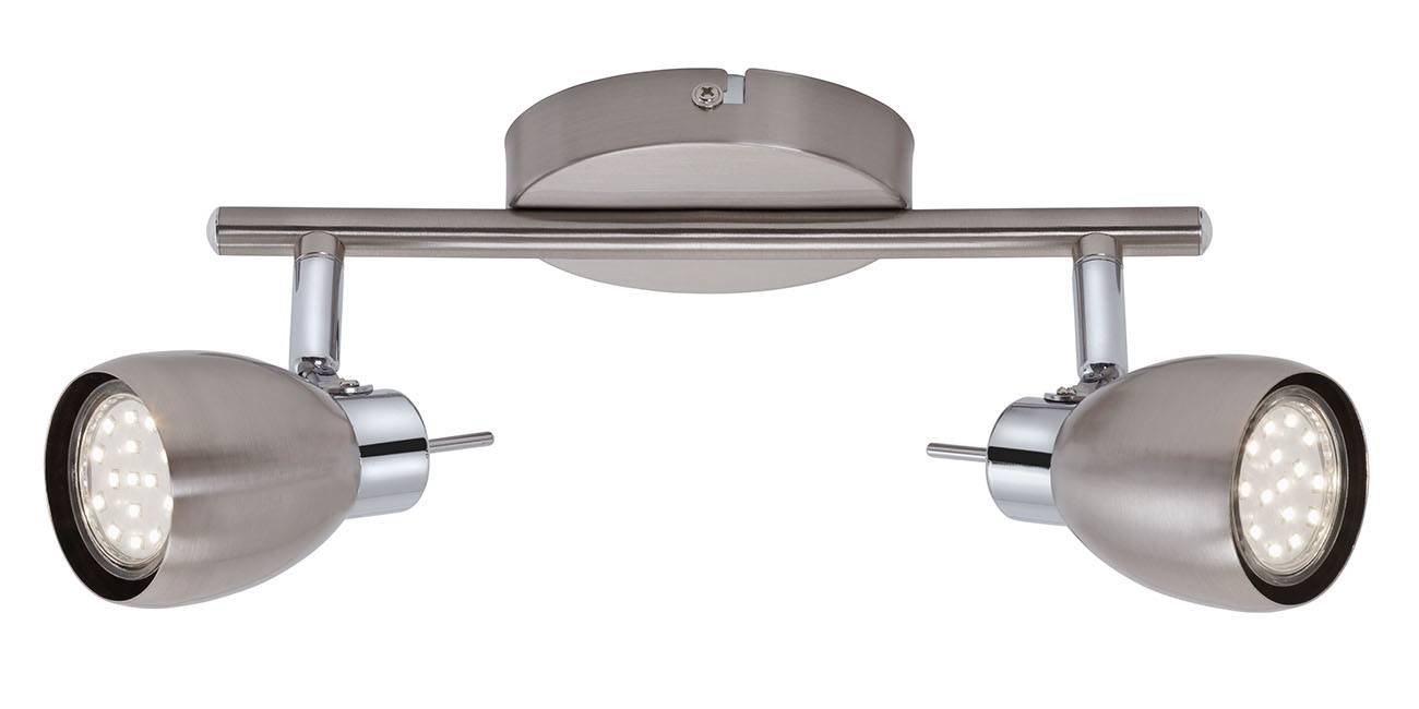 LED Spot Deckenleuchte 2 Flammig Matt NIckel GU10 Metall Drehbar Schwenkbar