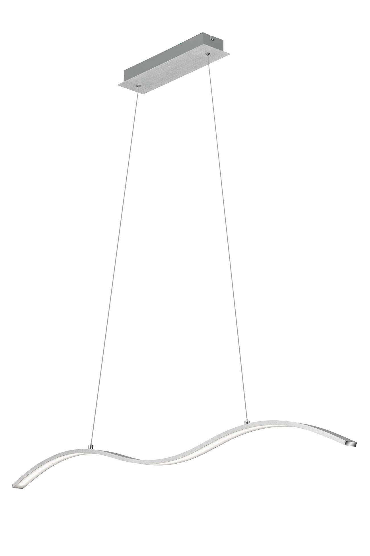 Briloner Coude LED Pendelleuchte Geschwungen Alufarbig 1200lm Warmweiß CRI >80