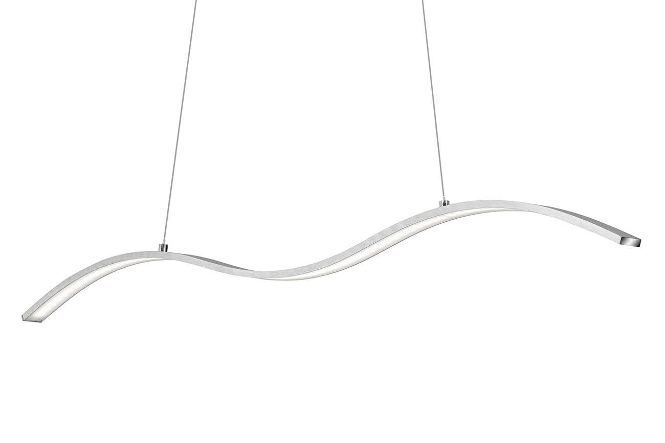 Briloner Coude LED Pendelleuchte Geschwungen Alufarbig 1200lm Warmweiß CRI >80