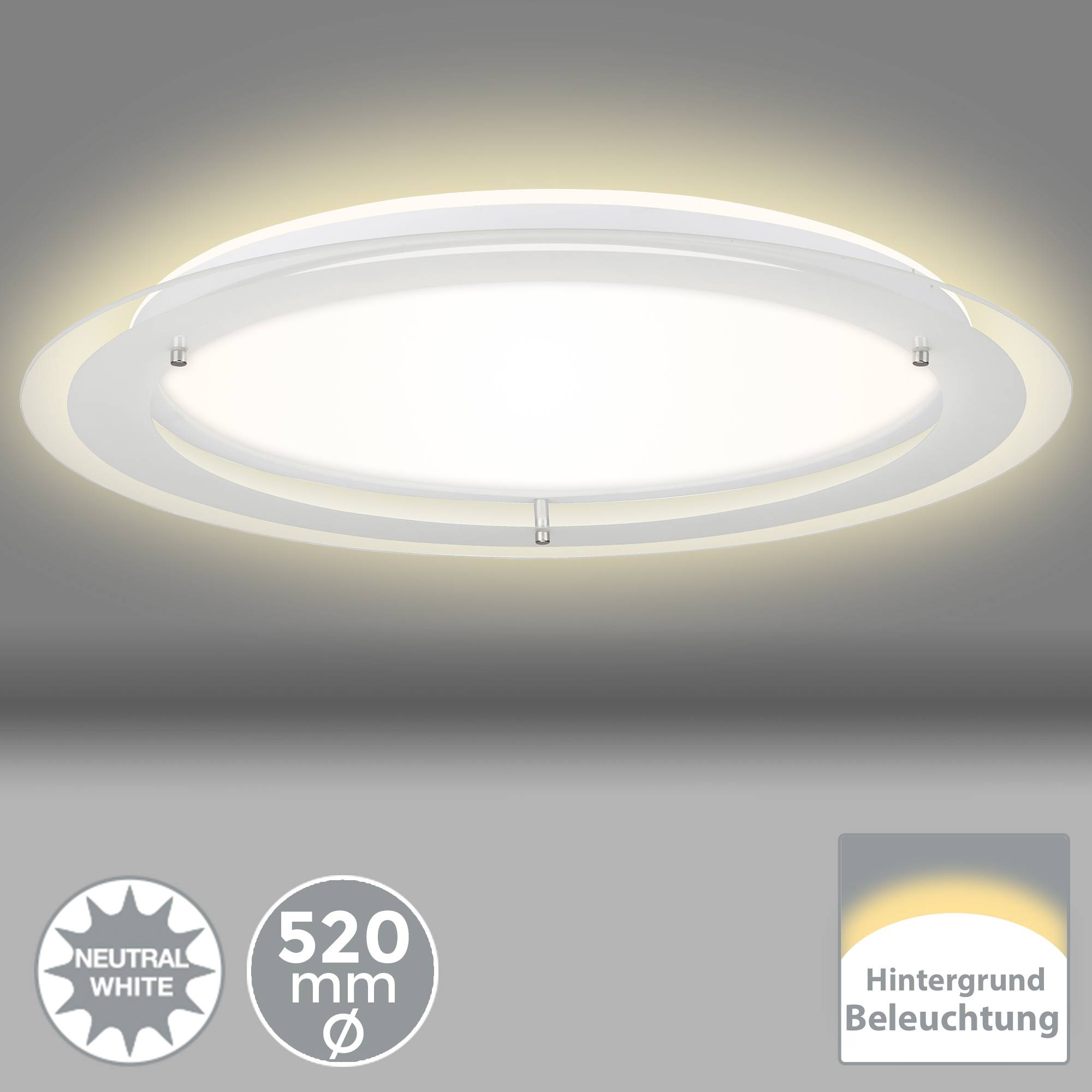 LED Deckenleuchte Blacklight Effekt Ø 52cm Weiss 3000lm Neutralweiß