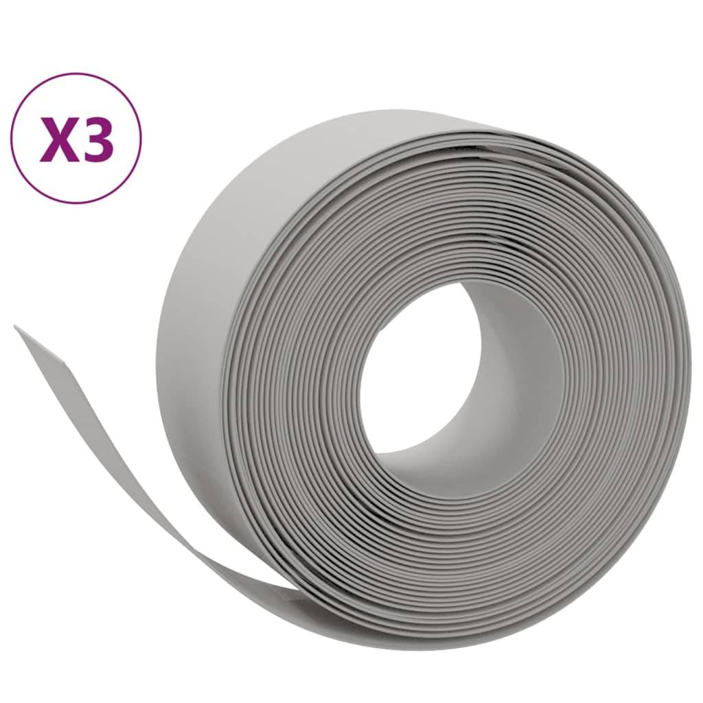 vidaXL Rasenkanten 3 Stk. Grau 10 m 20 cm Polyethylen