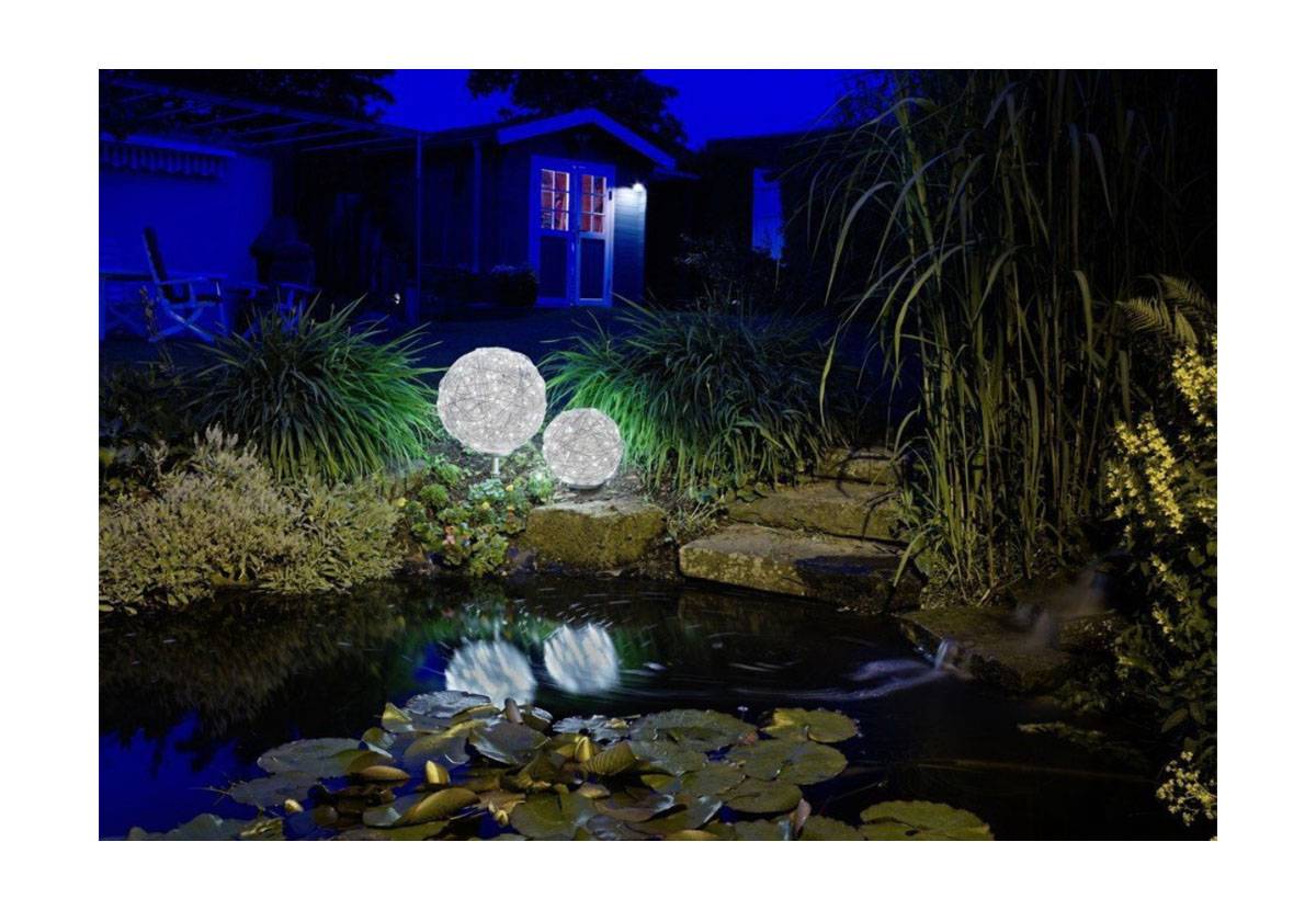 Cosmos Kugelleuchte für Draußen Alugeflecht 30cm 100 LED 4W Vorgarten Winter