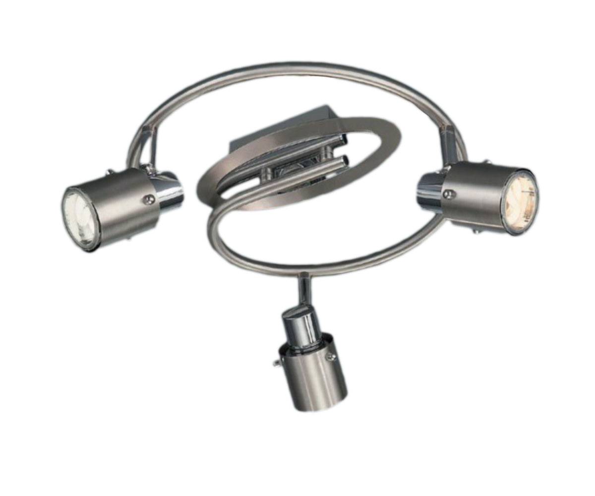 Energiespar Spotspirale 3 Flammig Stahl gebürstet Schwenkbar 3x7W