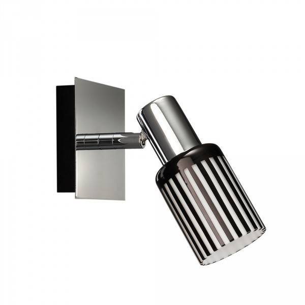 Energiespar Wandleuchte Spot Schalter Chrom Schwarz Dekorglas 10x10x10,5cm