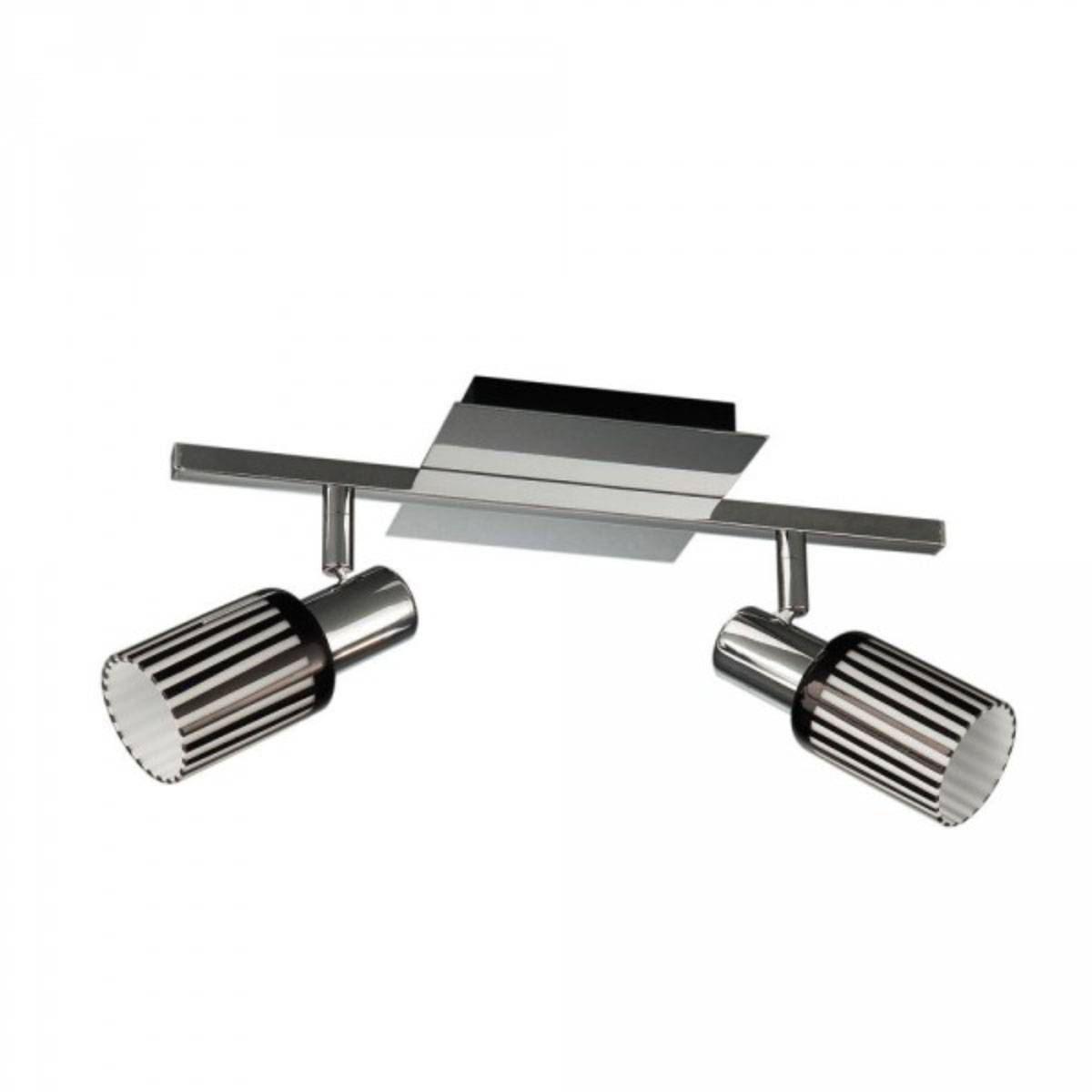 Energiespar Spotbalken Spot Chrom 2 Flammig Glas Schwarz Weiss