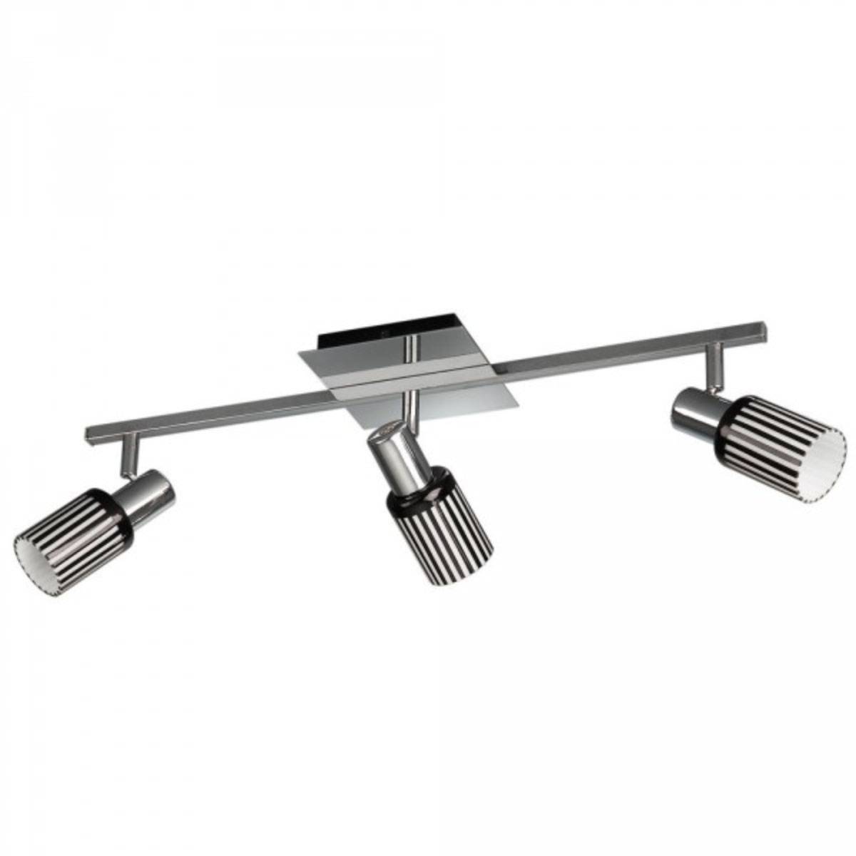 Energiespar Spotbalken Dekorglas 3 Flammig Schwarz Weiss 54cm