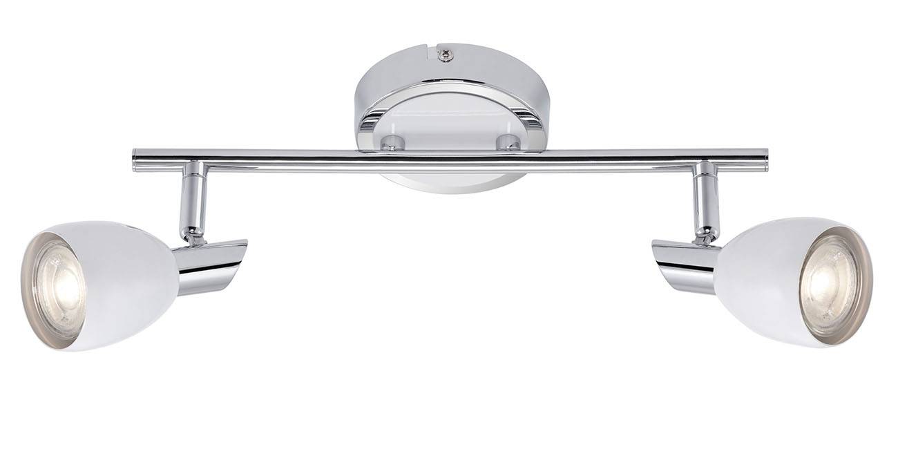 LED Spotleiste 2 Flammig GU10 austauschbar Schwenkbar Chrom Weiss
