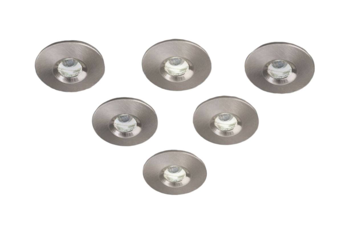 Cuccina 6er LED Kücheneinbauset Celery Möbeleinbauleuchte mit 18V Trafo Stahl