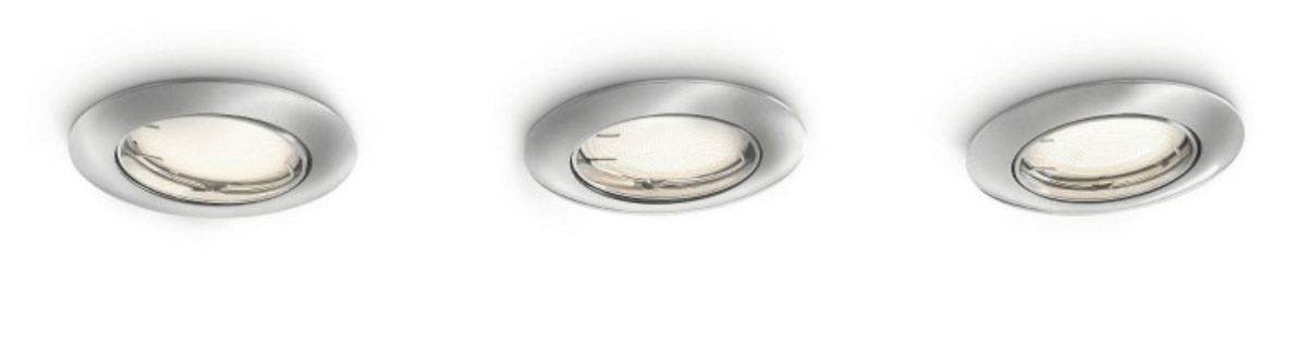 3er Set Philips Smart Einbauspot GU10 10W Einbaustrahler warmweiß IP23 Stahl