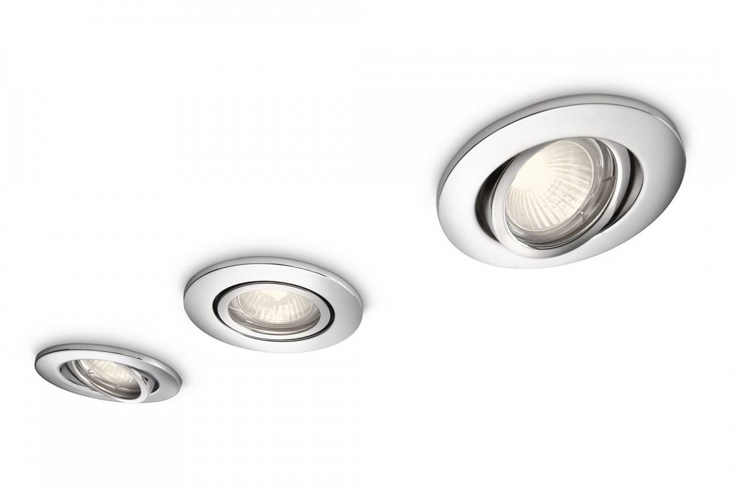 Halogen 3er Einbauset Badezimmerleuchte Metall Chrom Schwenkbar