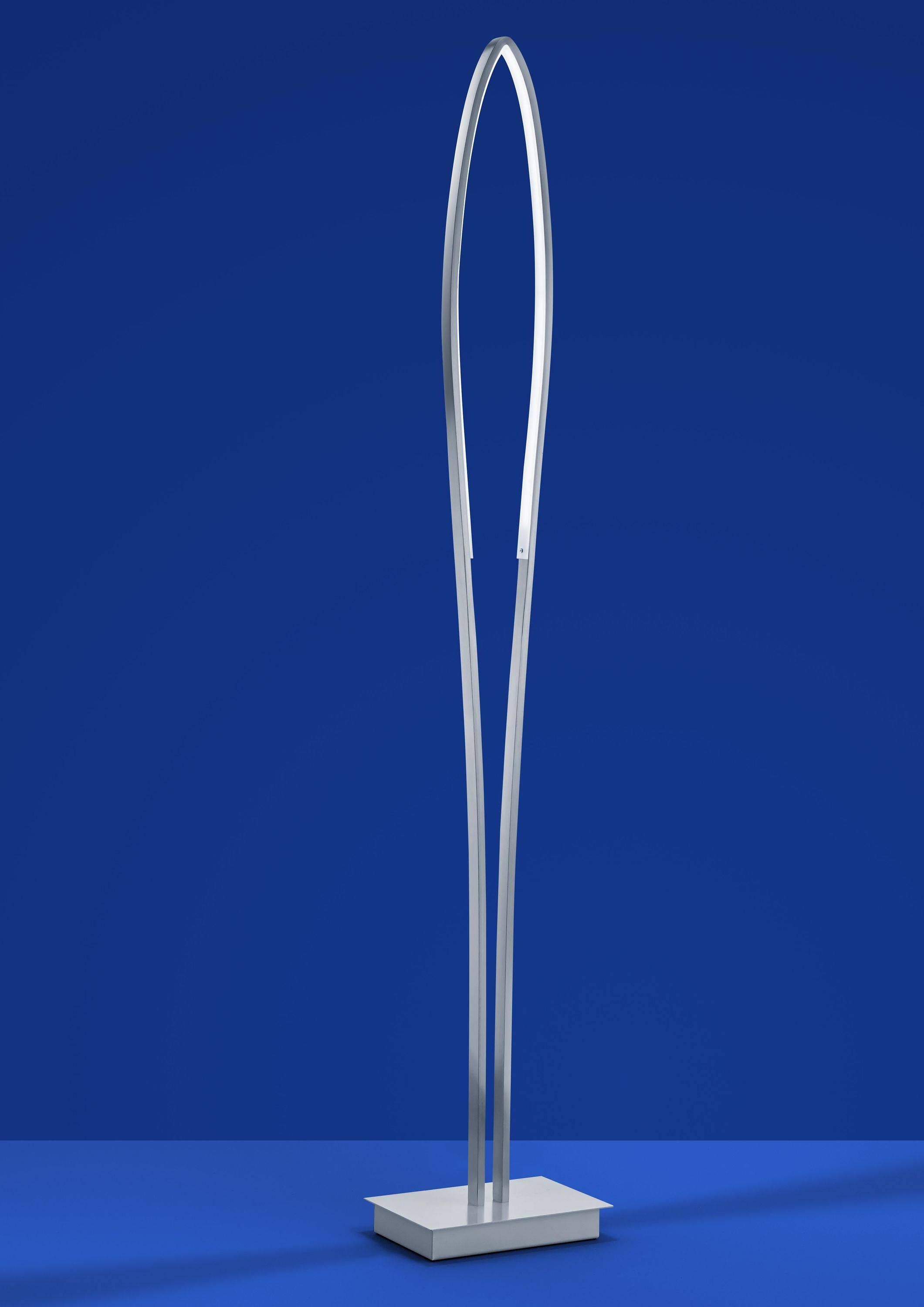 Deutsche LED Stehleuchte 25W Nickel Chrom Fußdimmer 2400lm Warmweiß 130cm