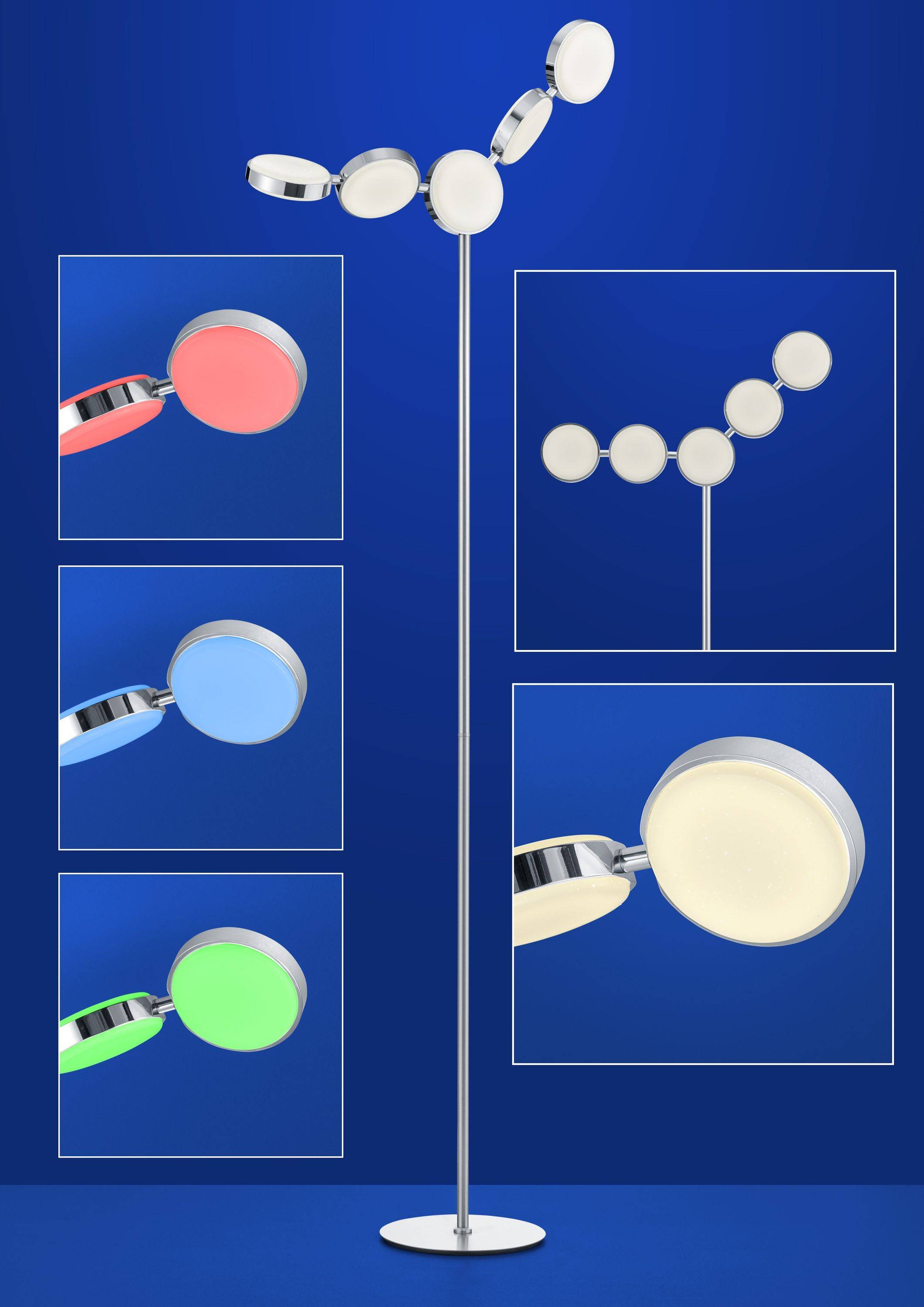 Deutsche LED Stehleuchte Silber 2400lm Dimmbar Fernbedienung ZigBee RGB Verstellbar