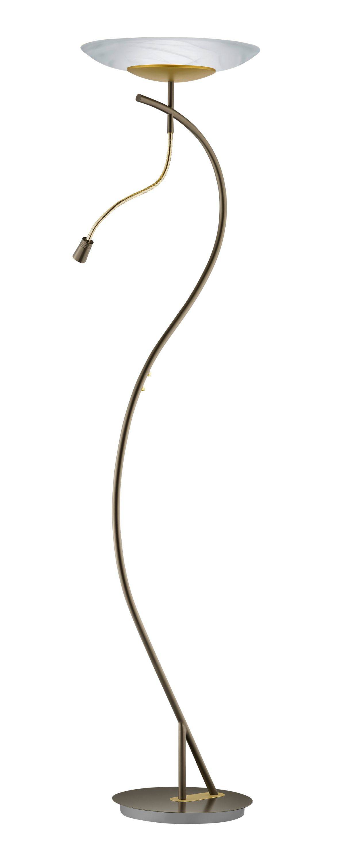 Deutsche LED Stehleuchte Braun Gold Dimmbar Flex. Lesearm 2900lm Deckenfluter Ø 43cm