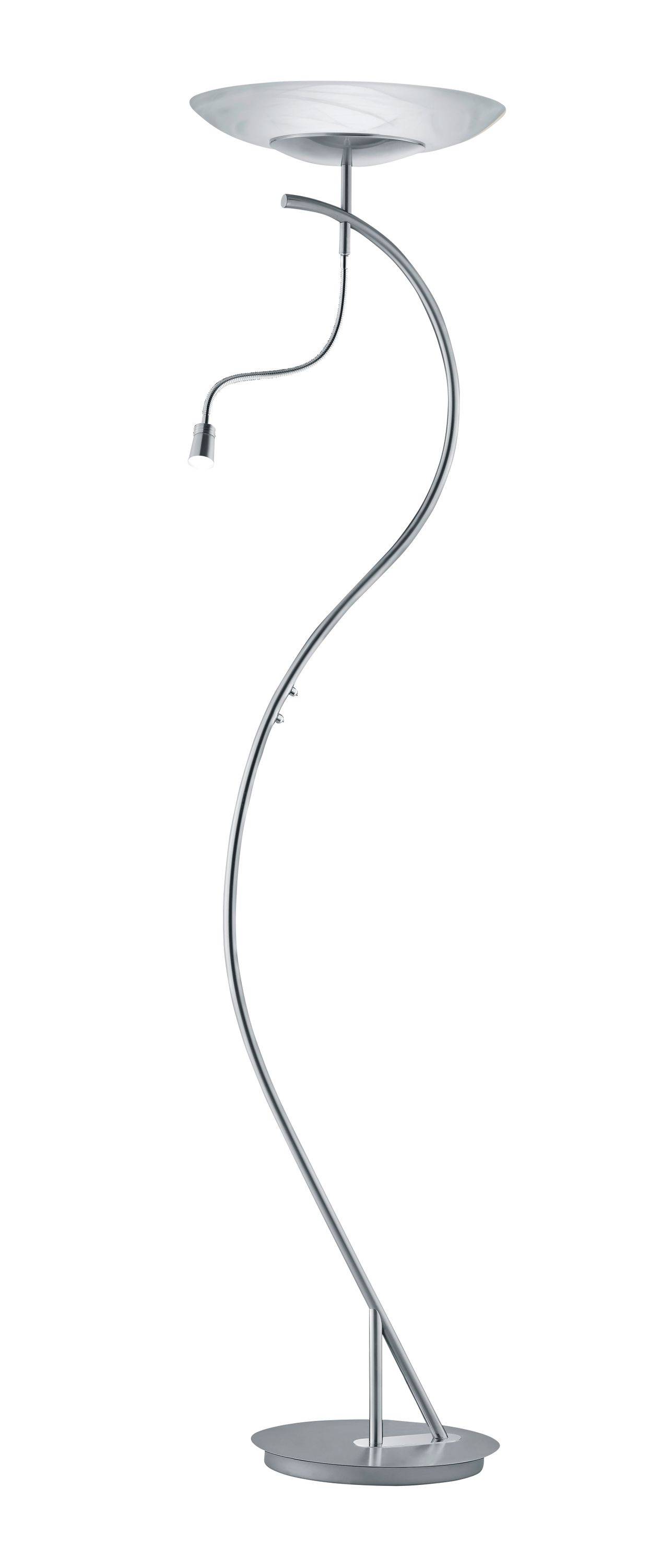 Deutsche LED Stehleuchte Silber Dimmbar Flex. Lesearm 2900lm Deckenfluter Ø 43cm