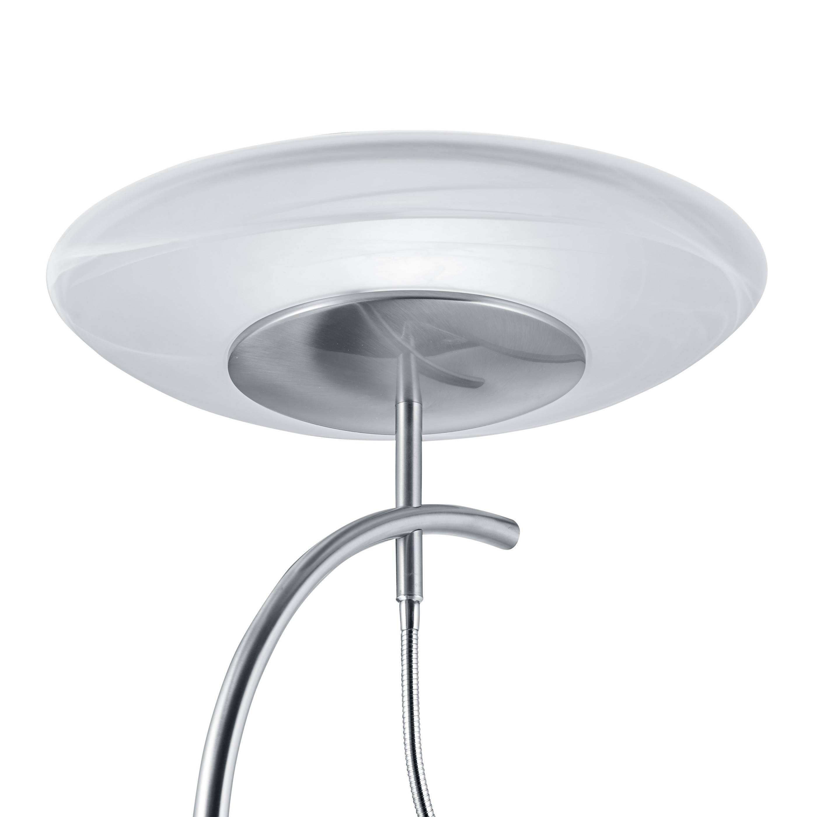 Deutsche LED Stehleuchte Silber Dimmbar Flex. Lesearm 2900lm Deckenfluter Ø 43cm