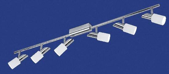 Halogen Spotleiste Tractus - 6-flg. B 110cm H 21cm Metall Chrom Opalglas