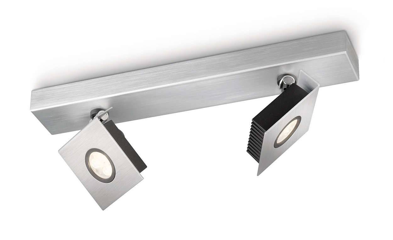 Philips LED Strahler Metrys 2 flg. Deckenleuchte Ledino 580lm EEK A Quadrat