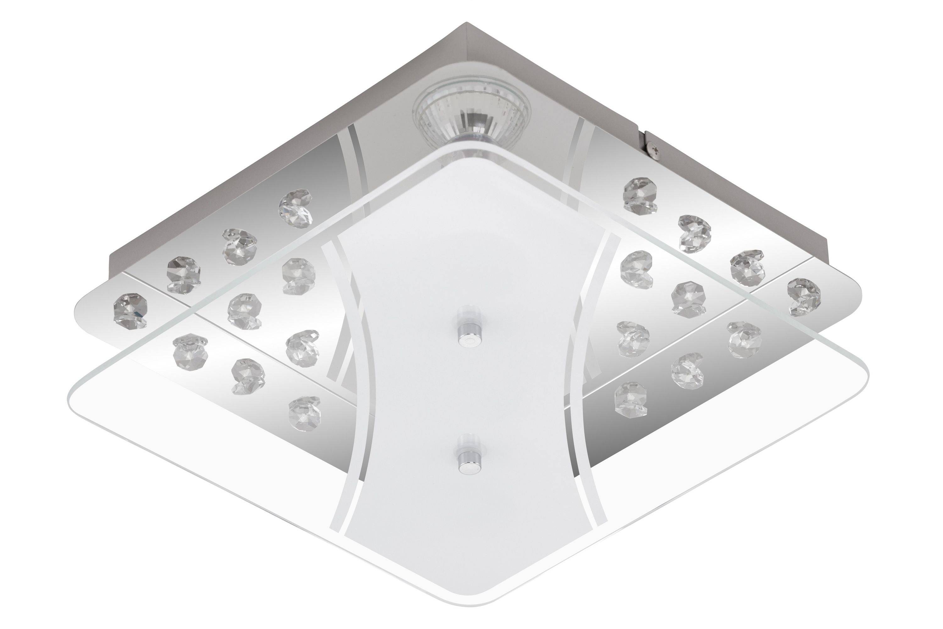 LED Deckenleuchte Chrom 3 Flg. Kristalloptik Dekorglas GU10 austauschbar 1200lm