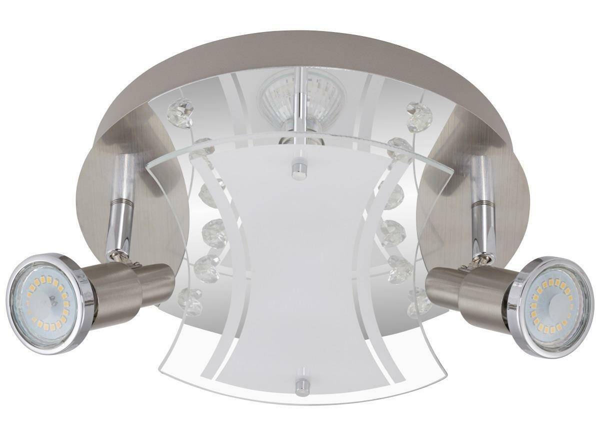 LED Deckenleuchte Nickel 4 Flg. Kristalloptik Dekorglas GU10 austauschbar 1600lm