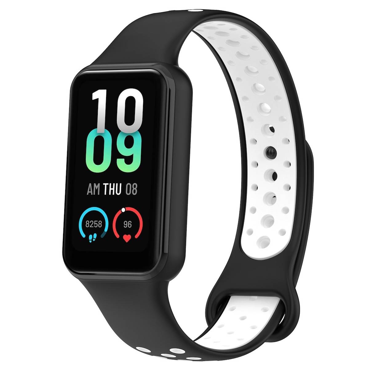 Für Amazfit Band 7 Zweifarbiges Silikon Sport Armband Schwarz / Weiß Ersatz Armband Smart Uhr