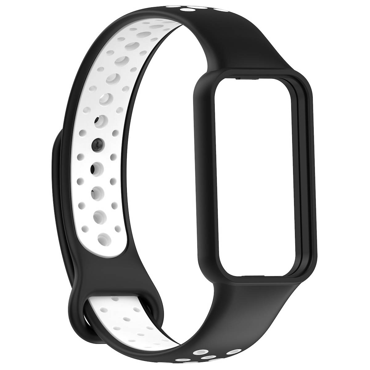 Für Amazfit Band 7 Zweifarbiges Silikon Sport Armband Schwarz / Weiß Ersatz Armband Smart Uhr