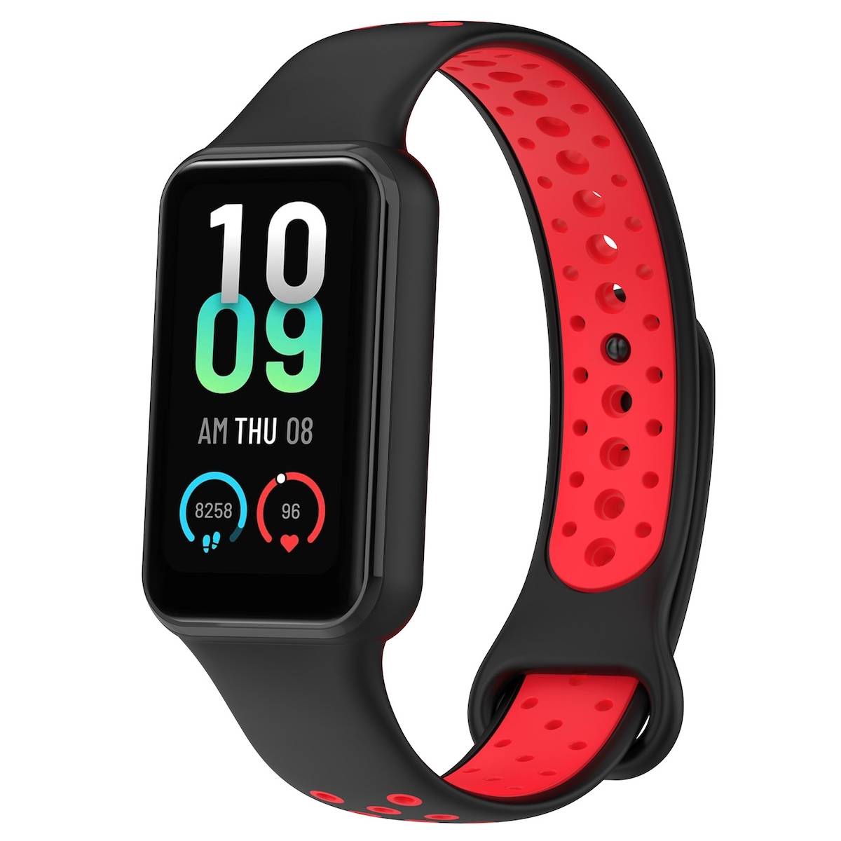 Für Amazfit Band 7 Zweifarbiges Silikon Sport Armband Schwarz / Rot Ersatz Armband Smart Uhr