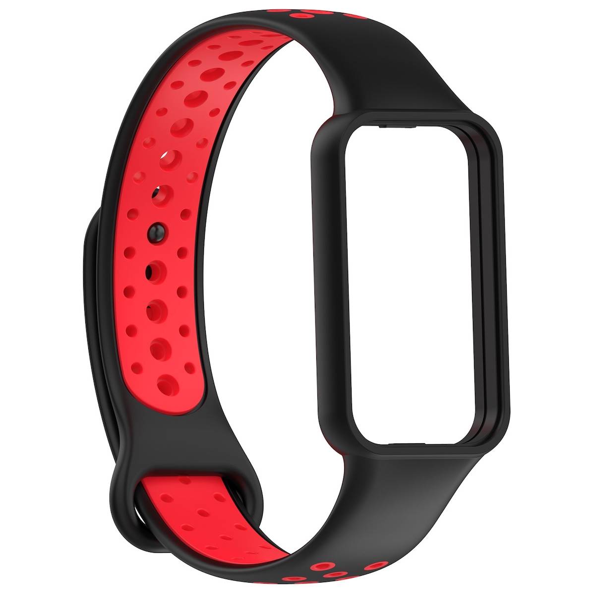 Für Amazfit Band 7 Zweifarbiges Silikon Sport Armband Schwarz / Rot Ersatz Armband Smart Uhr