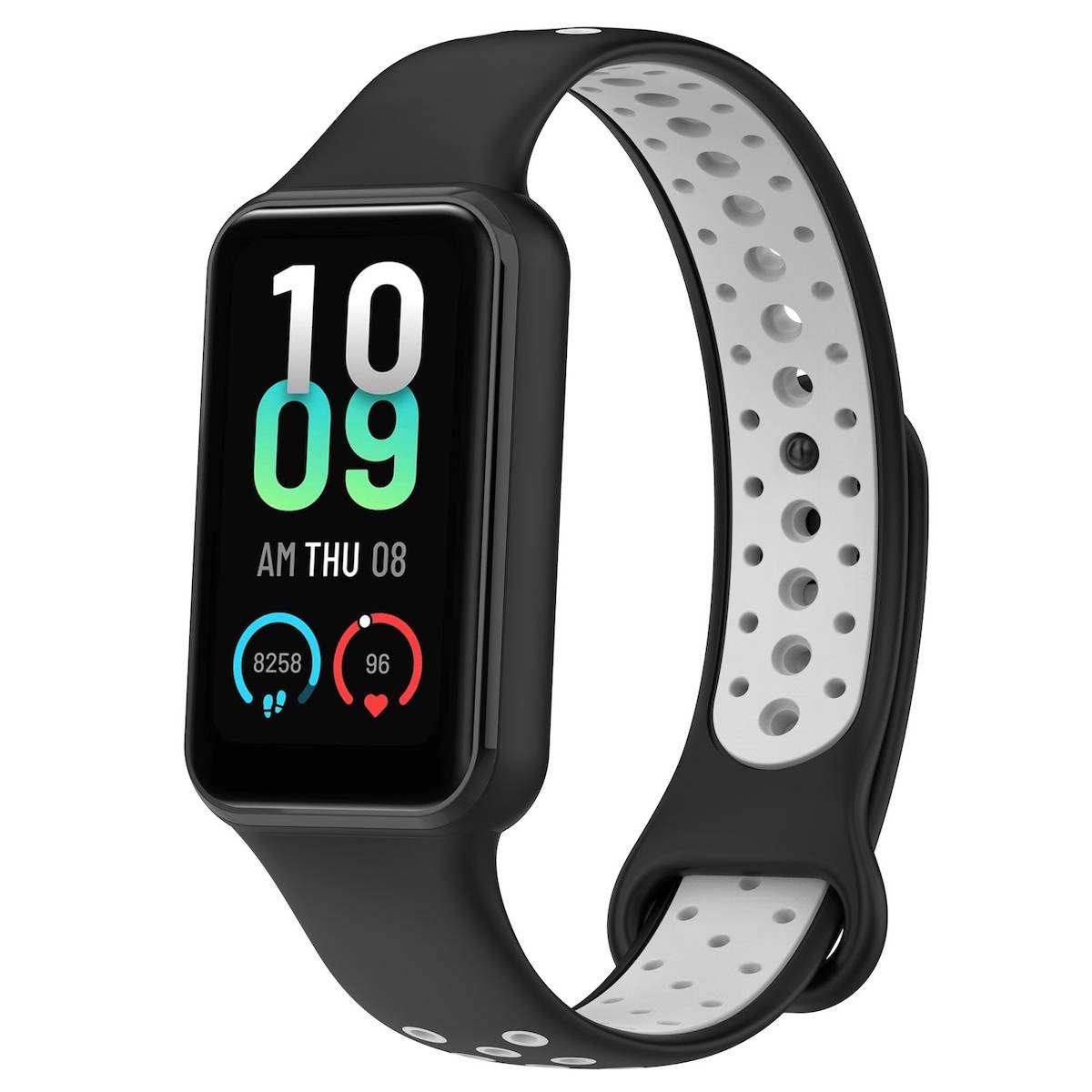 Für Amazfit Band 7 Zweifarbiges Silikon Sport Armband Schwarz / Grau Ersatz Armband Smart Uhr
