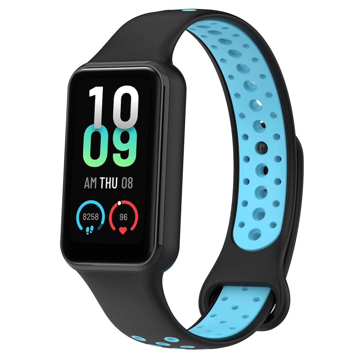 Für Amazfit Band 7 Zweifarbiges Silikon Sport Armband Schwarz / Blau Ersatz Armband Smart Uhr