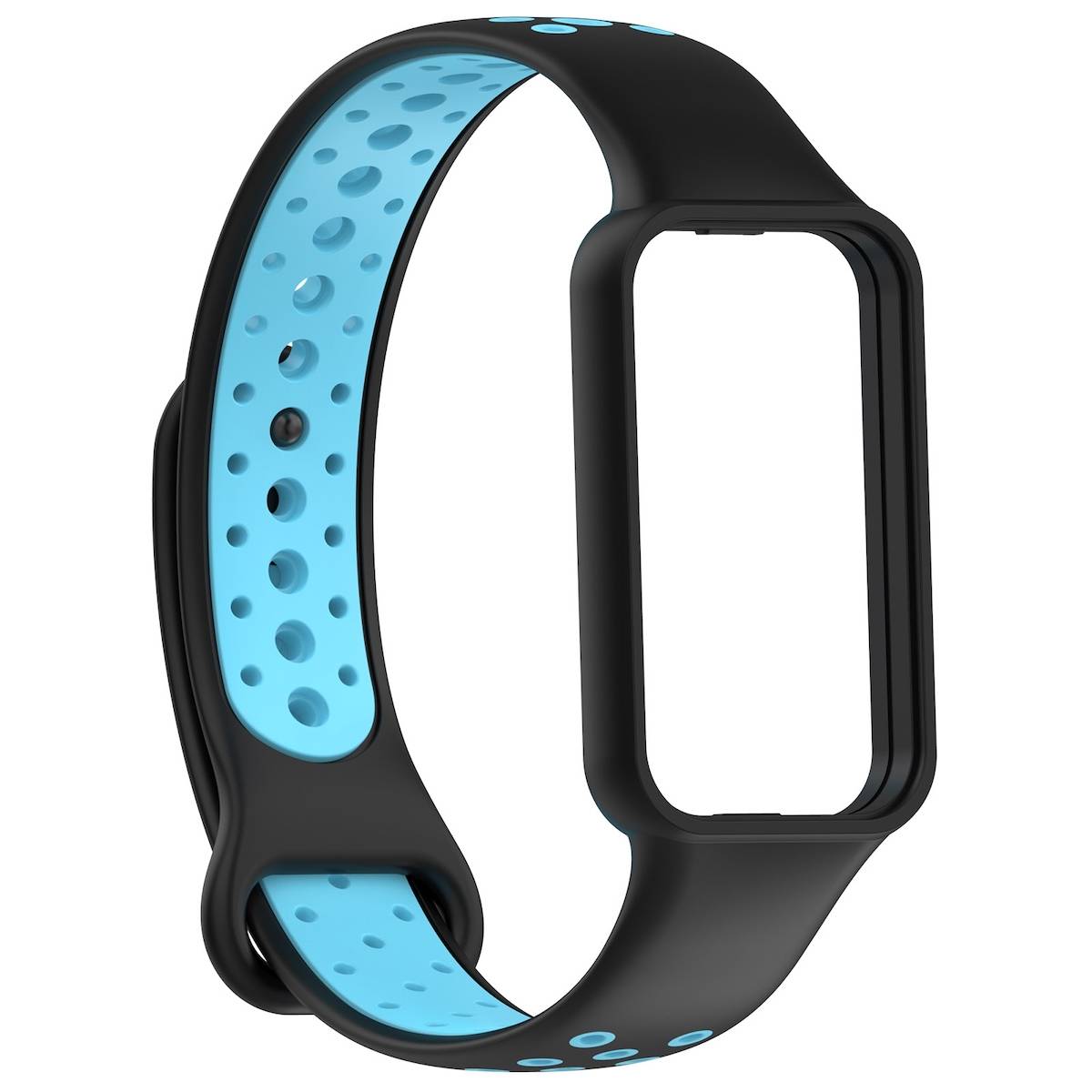 Für Amazfit Band 7 Zweifarbiges Silikon Sport Armband Schwarz / Blau Ersatz Armband Smart Uhr