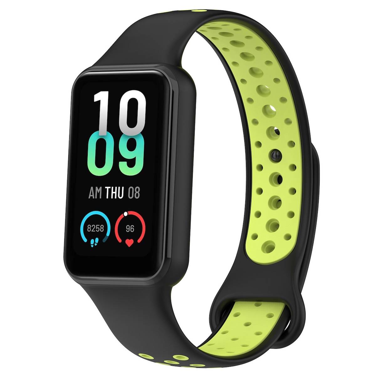 Für Amazfit Band 7 Zweifarbiges Silikon Sport Armband Schwarz / Grün Ersatz Armband Smart Uhr