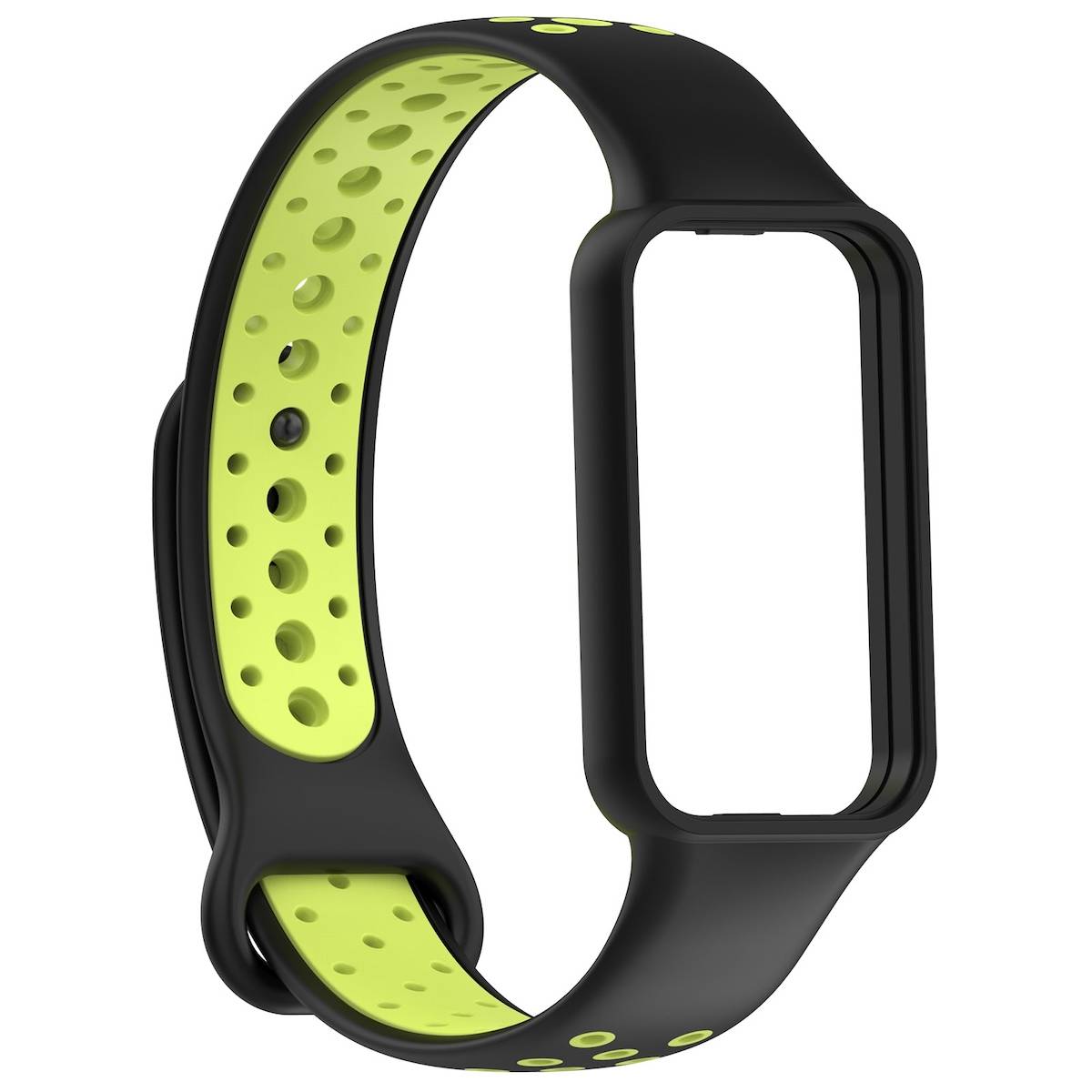 Für Amazfit Band 7 Zweifarbiges Silikon Sport Armband Schwarz / Grün Ersatz Armband Smart Uhr