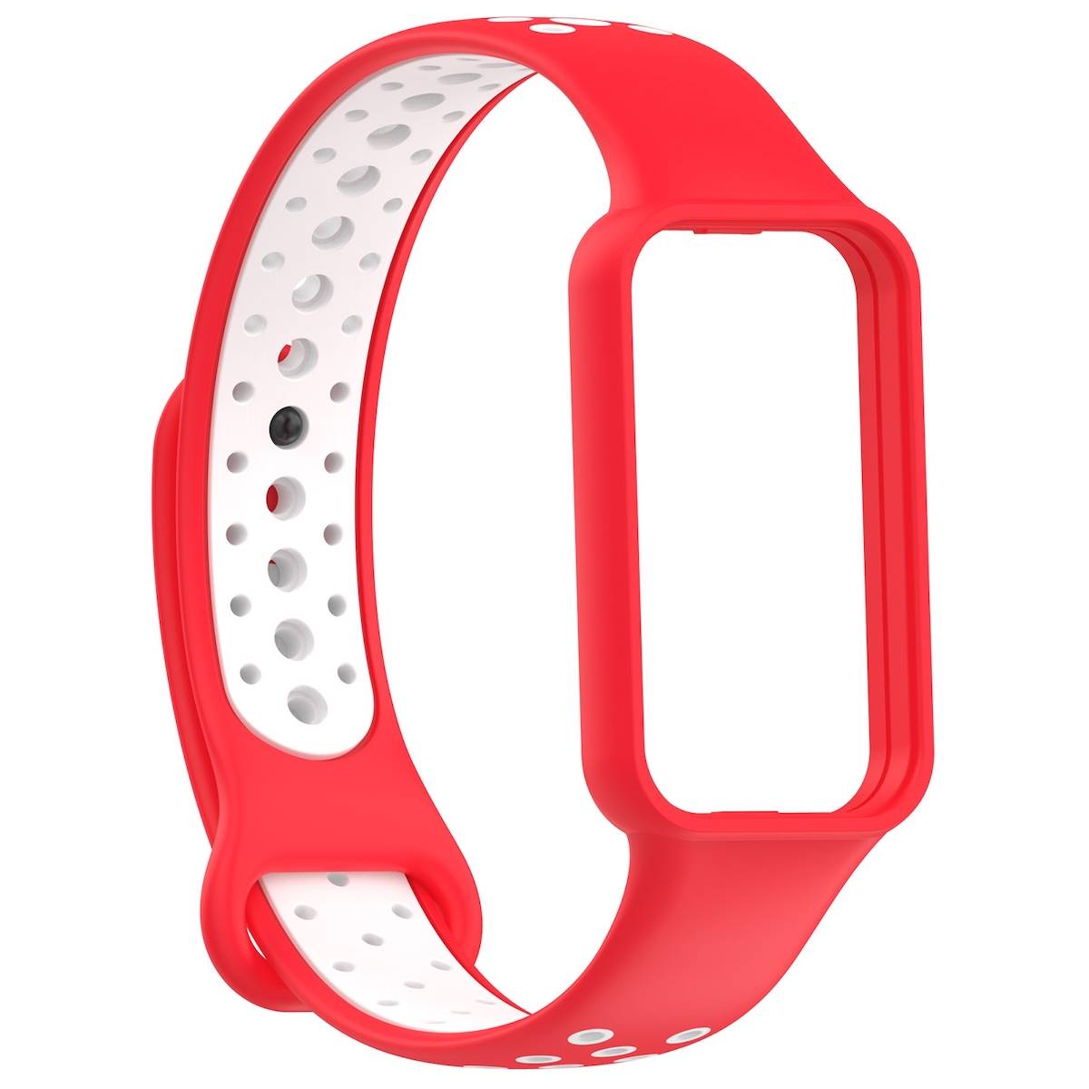 Für Amazfit Band 7 Zweifarbiges Silikon Sport Armband Rot / Weiß Ersatz Armband Smart Uhr
