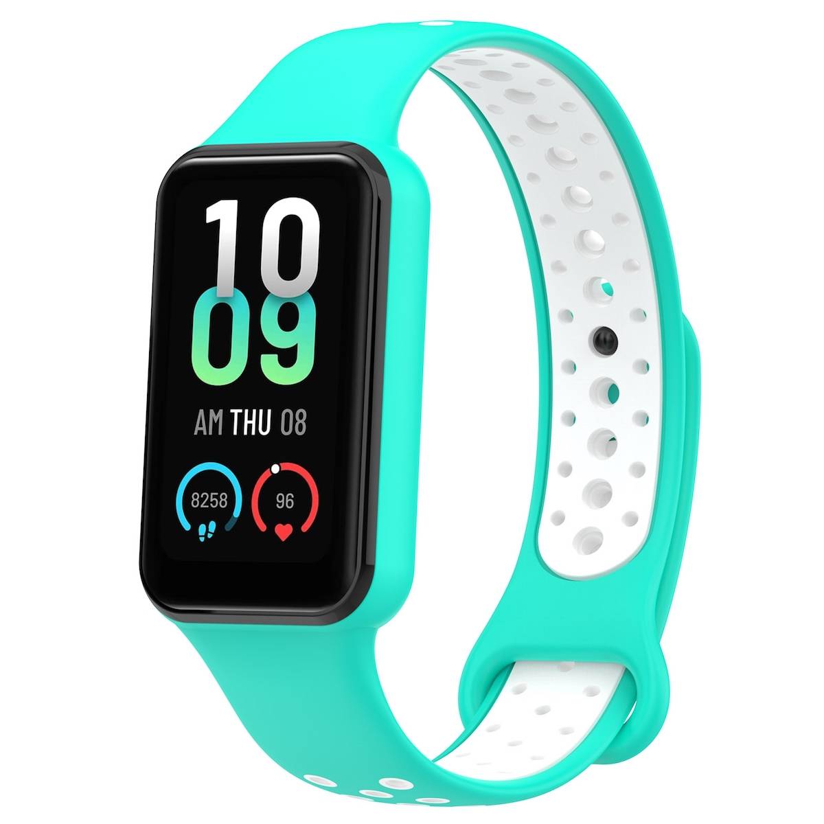 Für Amazfit Band 7 Zweifarbiges Silikon Sport Armband Türkis / Weiß Ersatz Armband Smart Uhr
