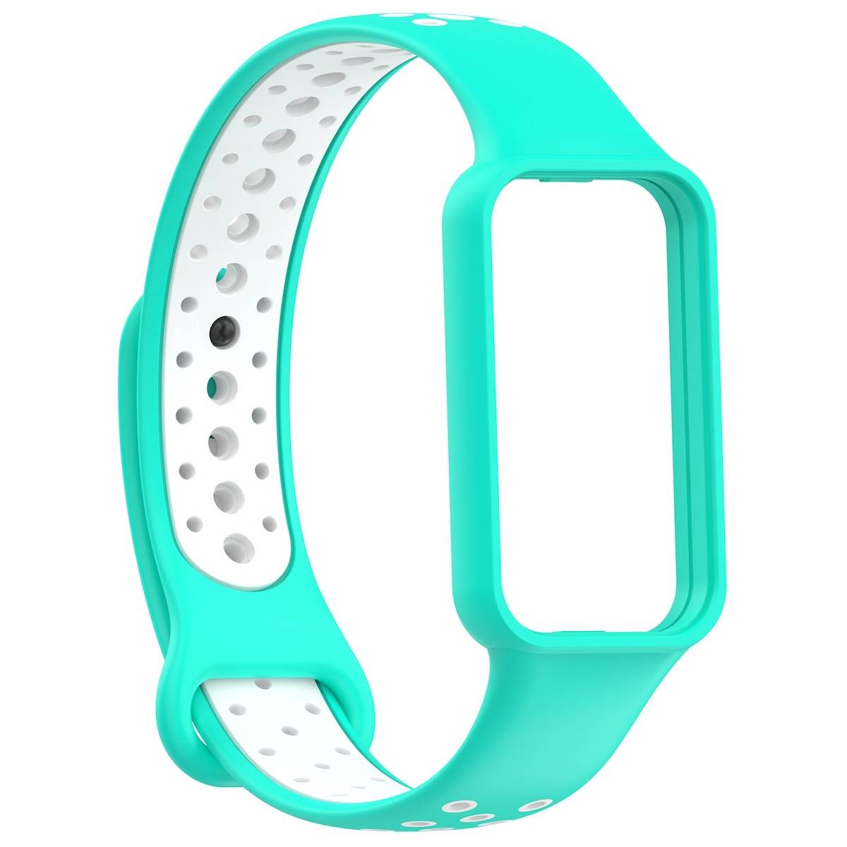 Für Amazfit Band 7 Zweifarbiges Silikon Sport Armband Türkis / Weiß Ersatz Armband Smart Uhr