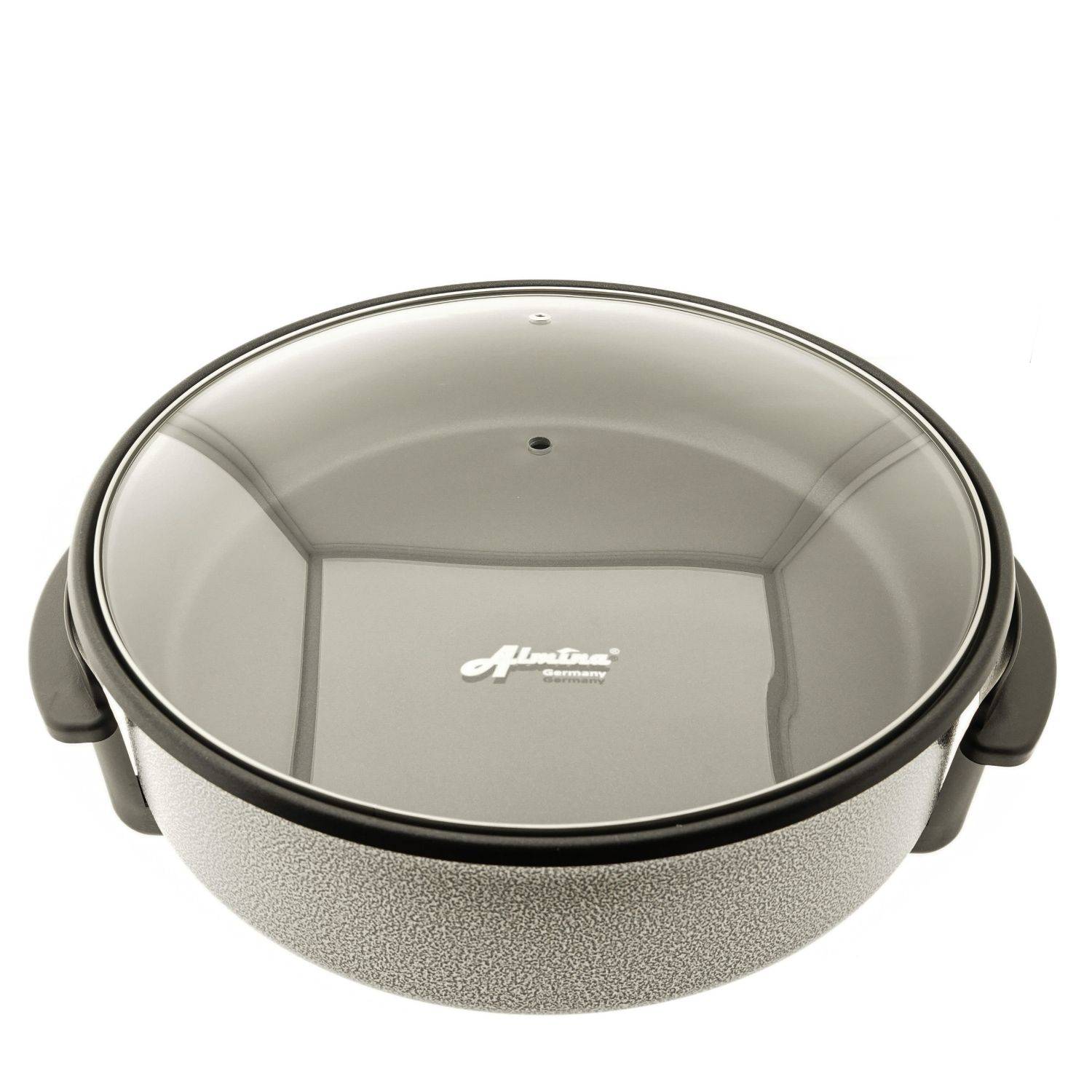 Almina Elektrische Multifunktionspfanne Bratpfanne Pizzapfanne Antihaftbeschichtet 32x9 cm